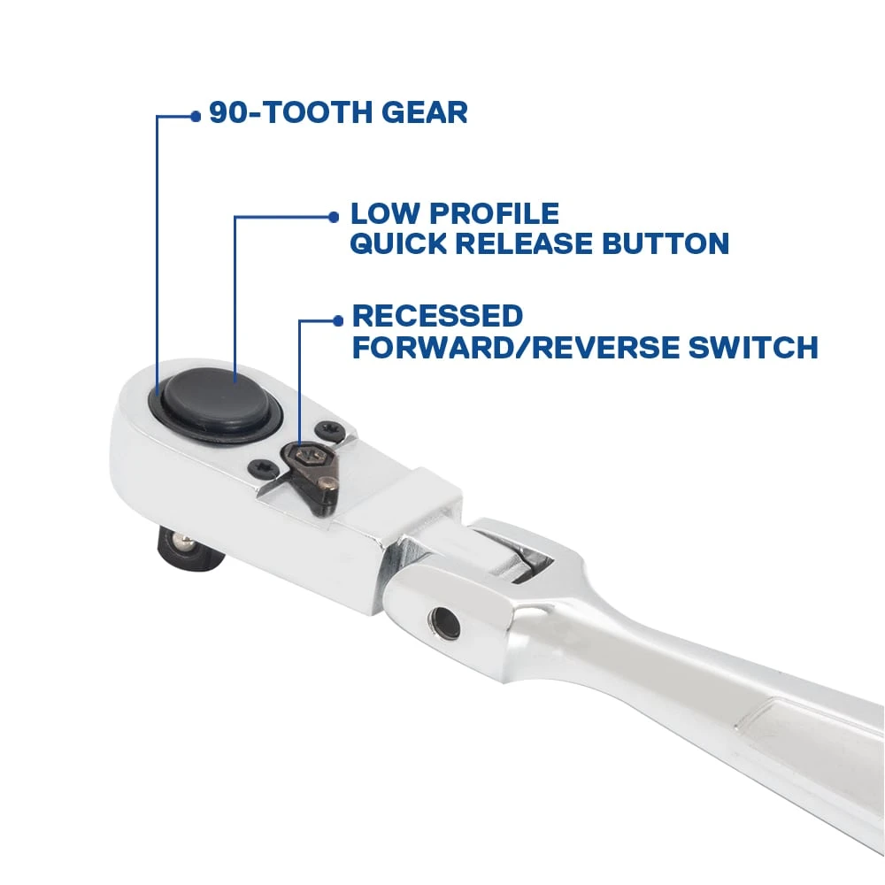 Kobalt 90 -Tooth 3/8-in Drive Full Polish Handle Flexible Head Ratchet 3 Kobalt 90 -Tooth 3/8-in Drive Full Polish Handle Flexible Head Ratchet - Image 3