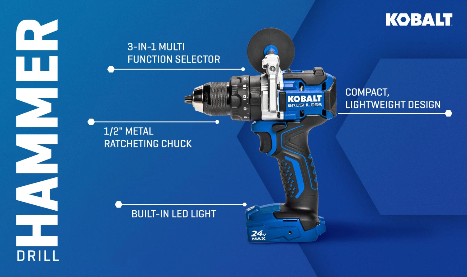 Kobalt 1/2-in 24-volt Variable Speed Brushless Cordless Hammer Drill ( 2 Kobalt 1/2-in 24-volt Variable Speed Brushless Cordless Hammer Drill ( - Image 2