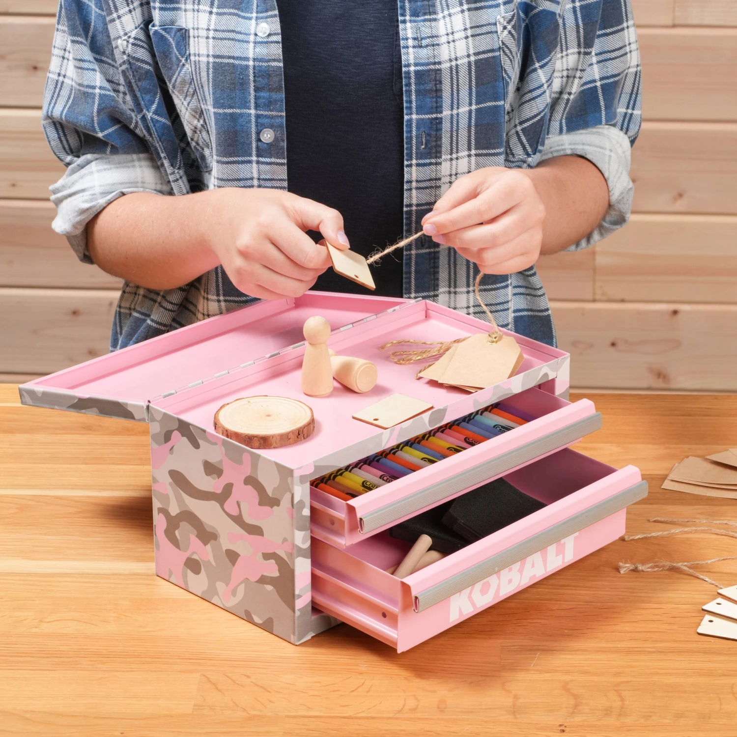 Kobalt Portable Mini Toolbox 10.83-in W X 5.91-in H X 5.91-in D 2 -Drawer Pink Camo Steel Tool Box 4 Kobalt Portable Mini Toolbox 10.83-in W X 5.91-in H X 5.91-in D 2 -Drawer Pink Camo Steel Tool Box - Image 4