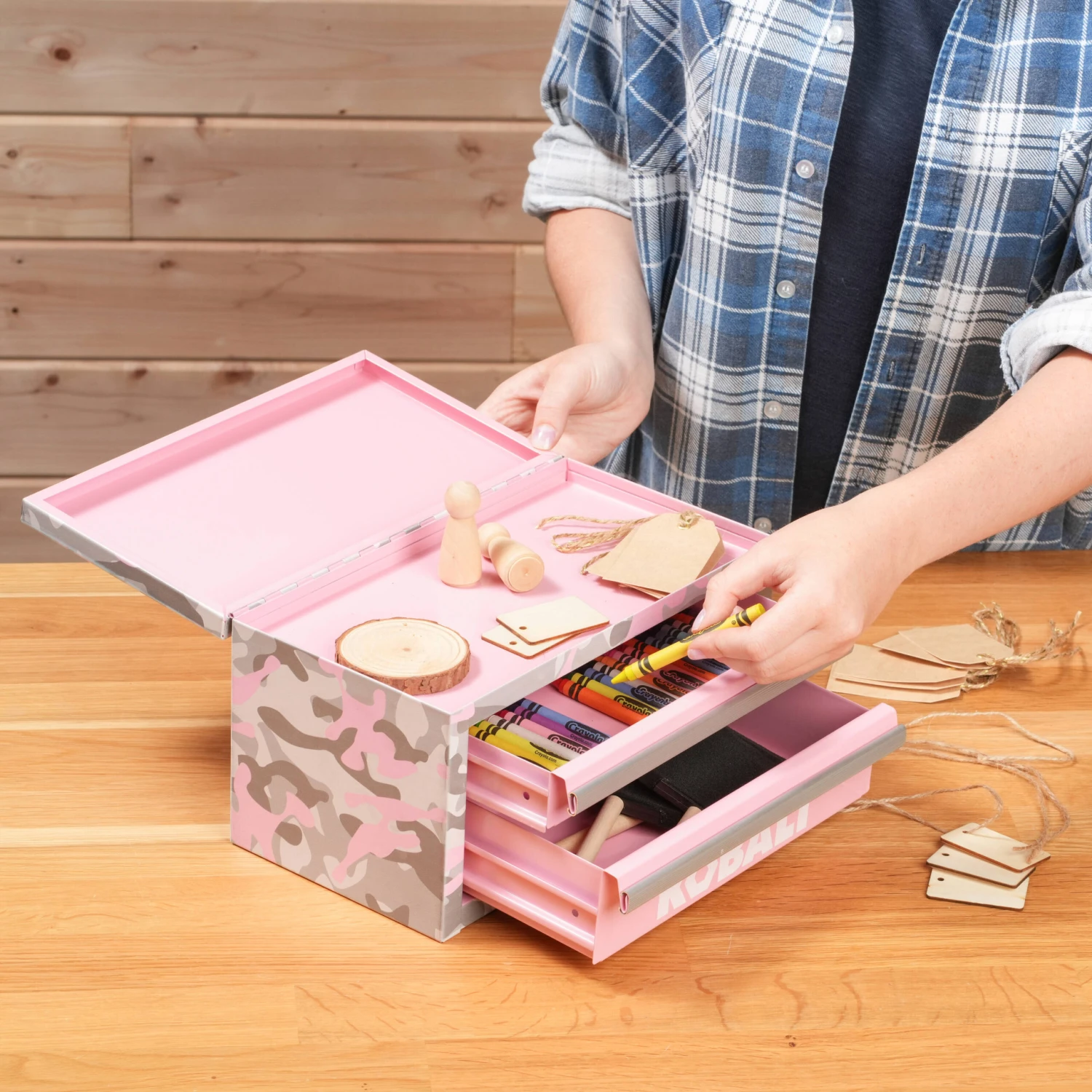 Kobalt Portable Mini Toolbox 10.83-in W X 5.91-in H X 5.91-in D 2 -Drawer Pink Camo Steel Tool Box 6 Kobalt Portable Mini Toolbox 10.83-in W X 5.91-in H X 5.91-in D 2 -Drawer Pink Camo Steel Tool Box - Image 6