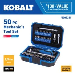 Kobalt 50 -Piece Standard (SAE) And Metric Mechanics Tool Set With Hard Case