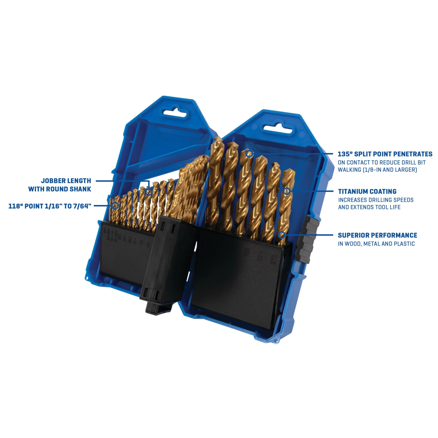 Kobalt 29 -Piece X Titanium Coated HSS Jobber Length Twist Drill Bit Set 10 Kobalt 29 -Piece X Titanium Coated HSS Jobber Length Twist Drill Bit Set - Image 10