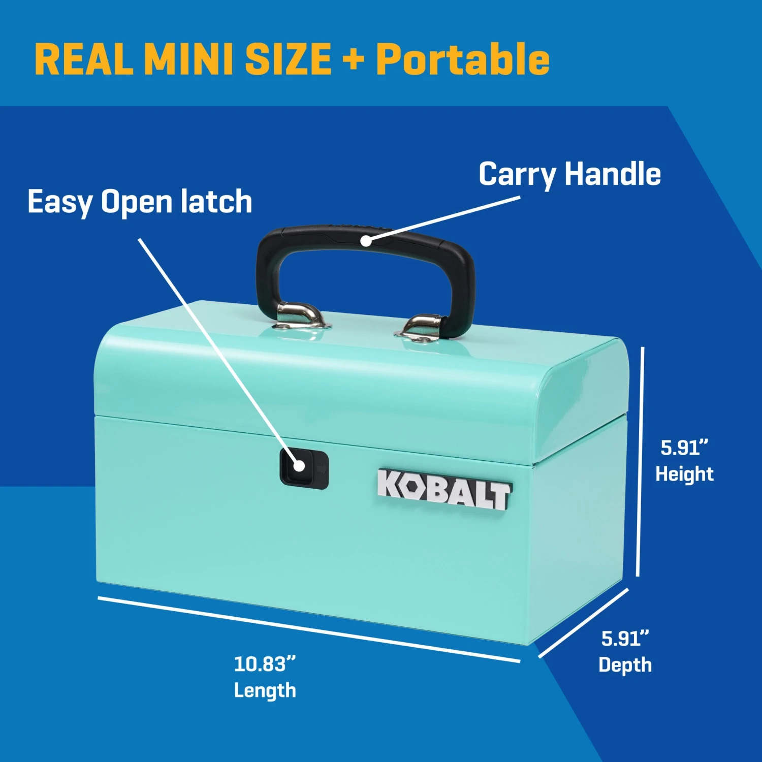 Kobalt Portable Mini Toolbox 10.83-in W X 5.91-in H X 5.91-in D Teal Steel Tool Box 2 Kobalt Portable Mini Toolbox 10.83-in W X 5.91-in H X 5.91-in D Teal Steel Tool Box - Image 2