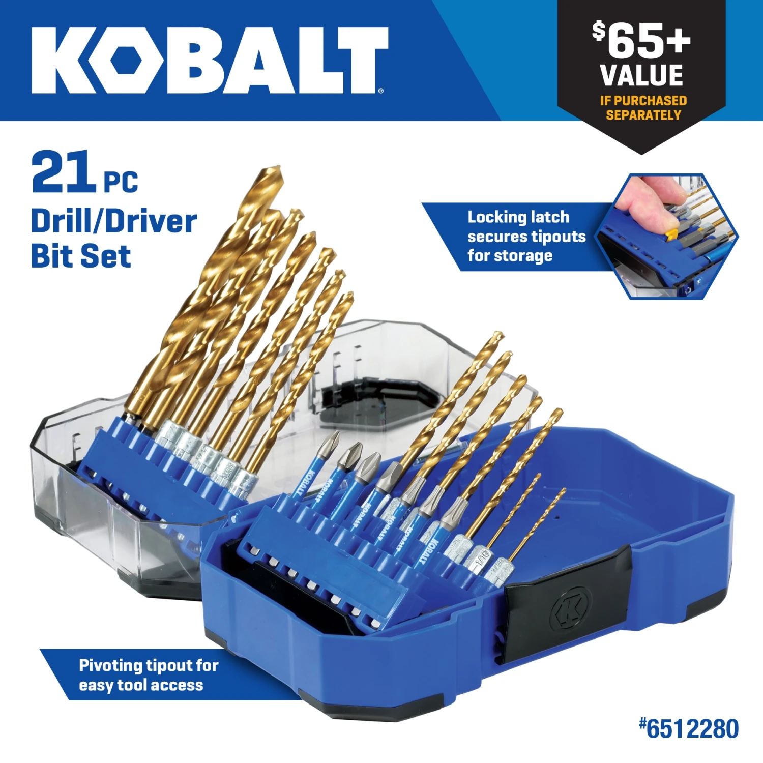 Kobalt 21 -Piece X Titanium Coated HSS Jobber Length Twist Drill Bit Set 1 Kobalt 21 -Piece X Titanium Coated HSS Jobber Length Twist Drill Bit Set