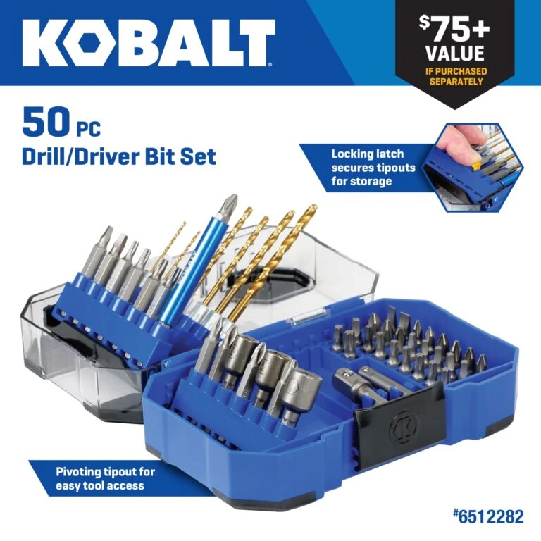 Kobalt 50 -Piece X Titanium Coated HSS Jobber Length Twist Drill Bit Set