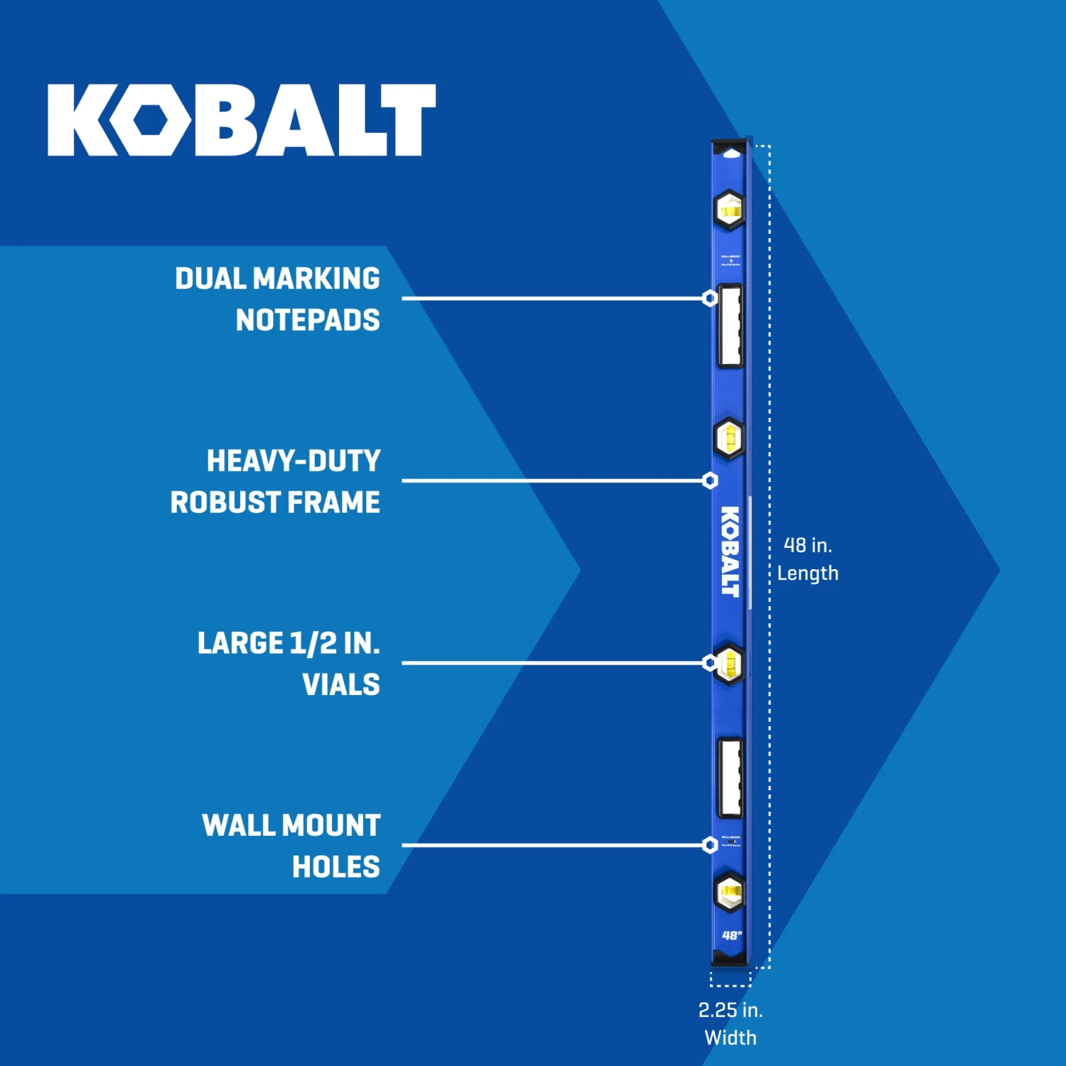 Kobalt Aluminum 48-in 4 Vial I-beam Level 2 Kobalt Aluminum 48-in 4 Vial I-beam Level - Image 2